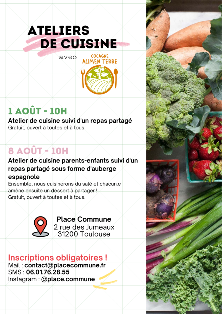 Atelier cuisine au mois d août à Place Commune Cocagne Alimen Terre