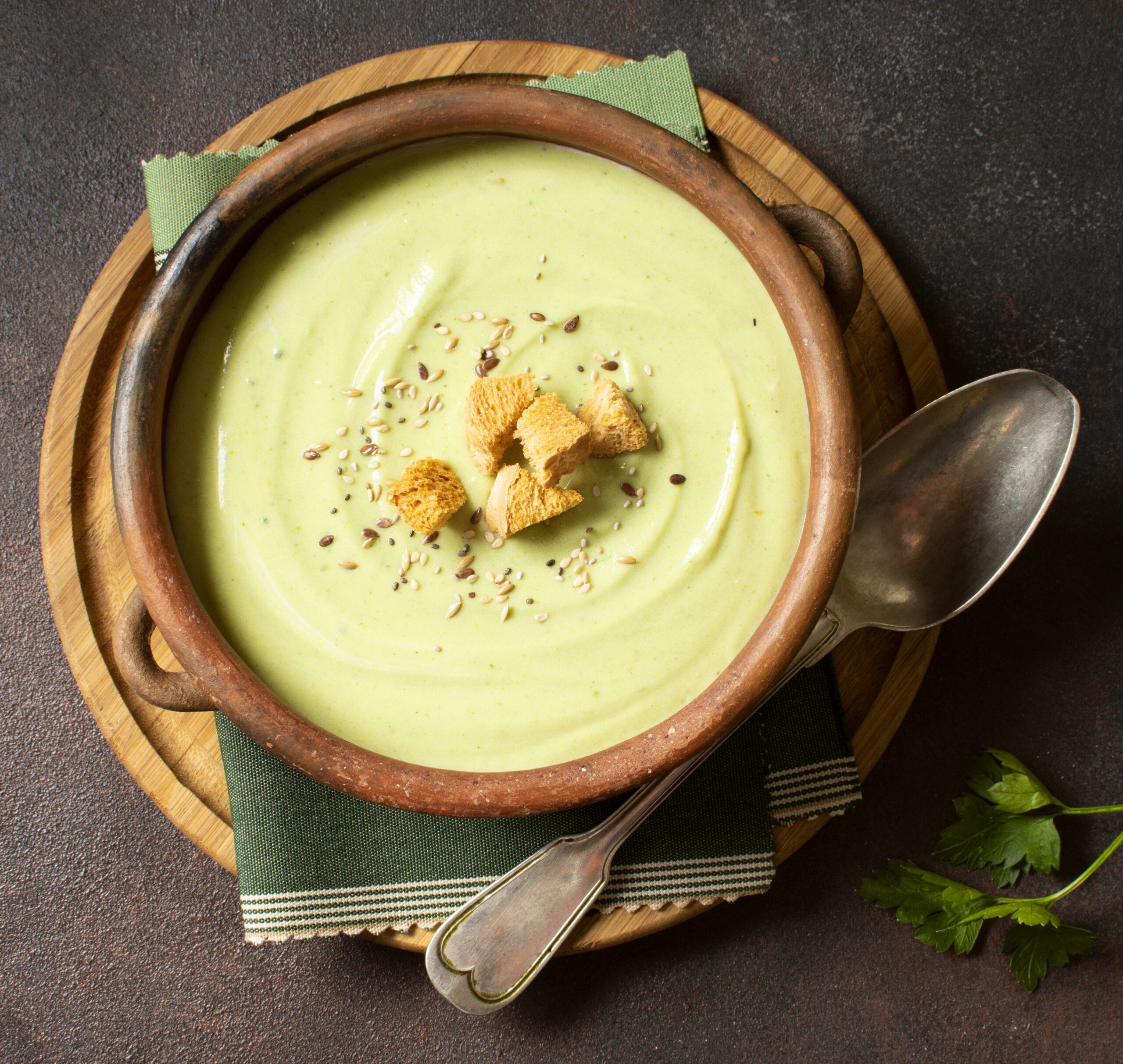 Potage de courgettes au fromage de chèvre
