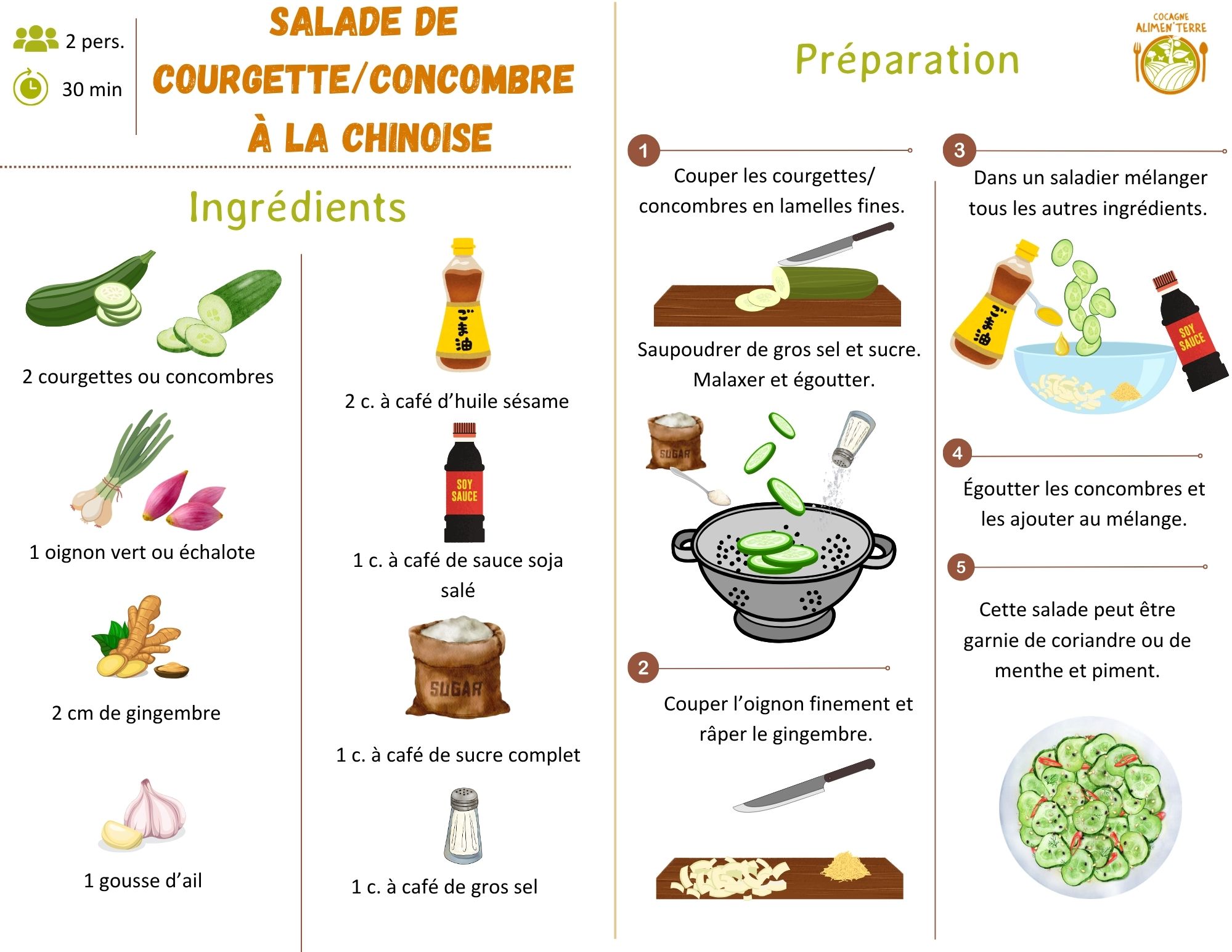Salade de courgette et de concombre à la chinoise